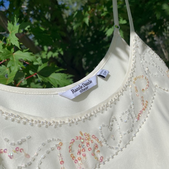 Off White Sheer Layered Thin Straps Cami Top S US - Picture 3 of 6